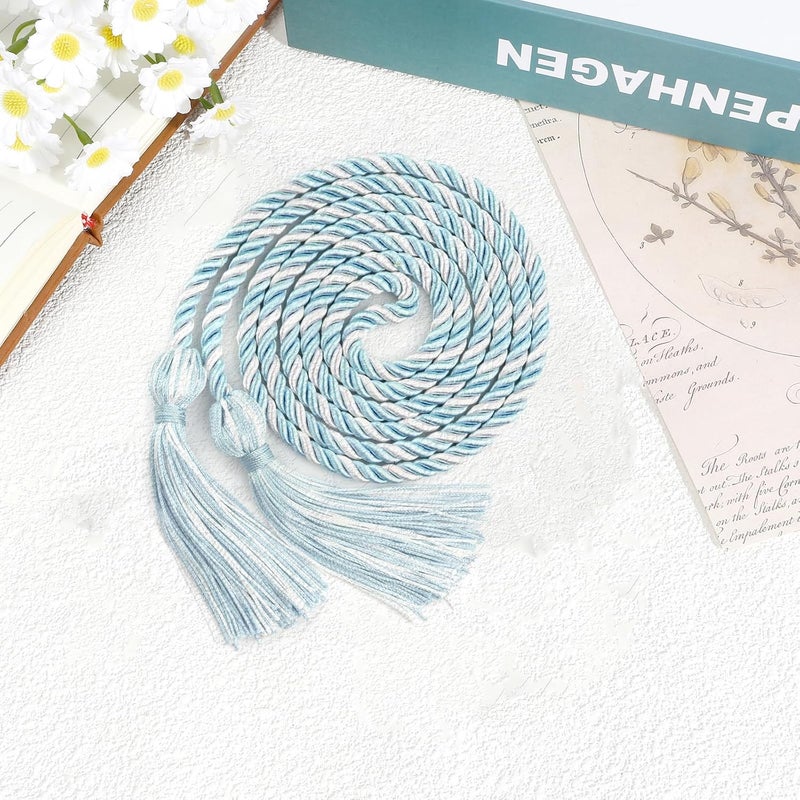 Leislam Sky Blue and White Graduation Cords, Light Blue White Honor Ropes, Honor Cords for Graduation 2025 with Tassel, Graduation Braided Accessories Cords for Bachelor Gown for Graduation Decorations - Image 4